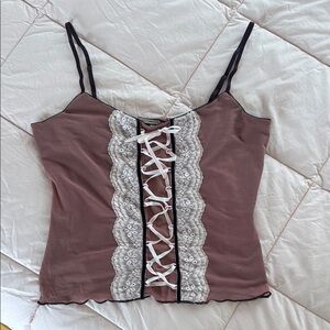 Urban Outfitters (Blue Kimchi) Lace-Up Mauve Camisole Top